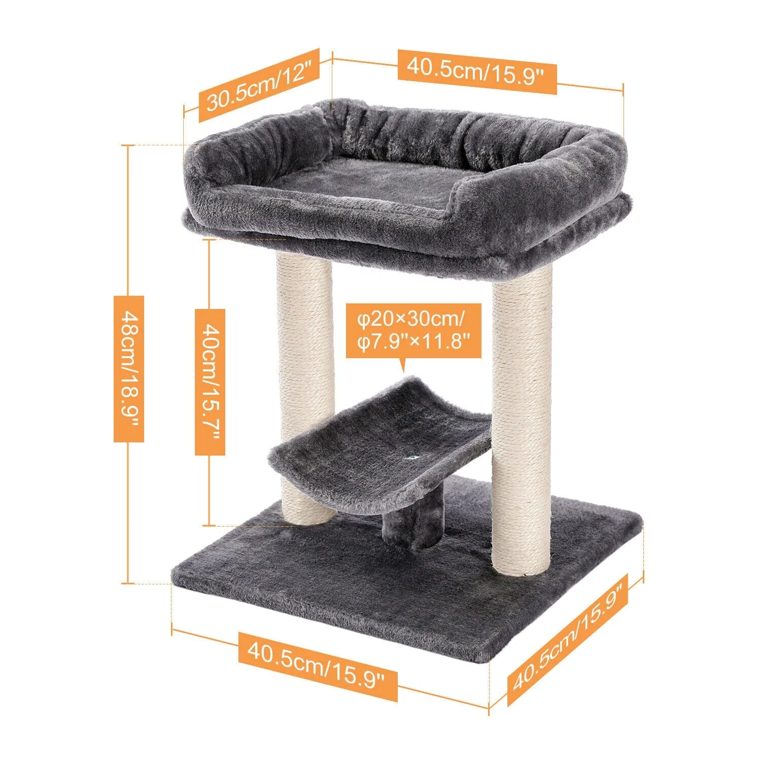 18.9" Cat Scratching Post / Tree / Pole - Grey