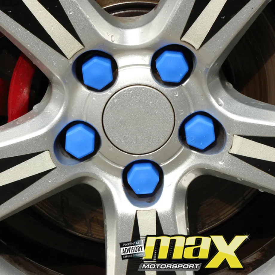 21mm-Silicone Protective Wheel Nut Covers (Blue)