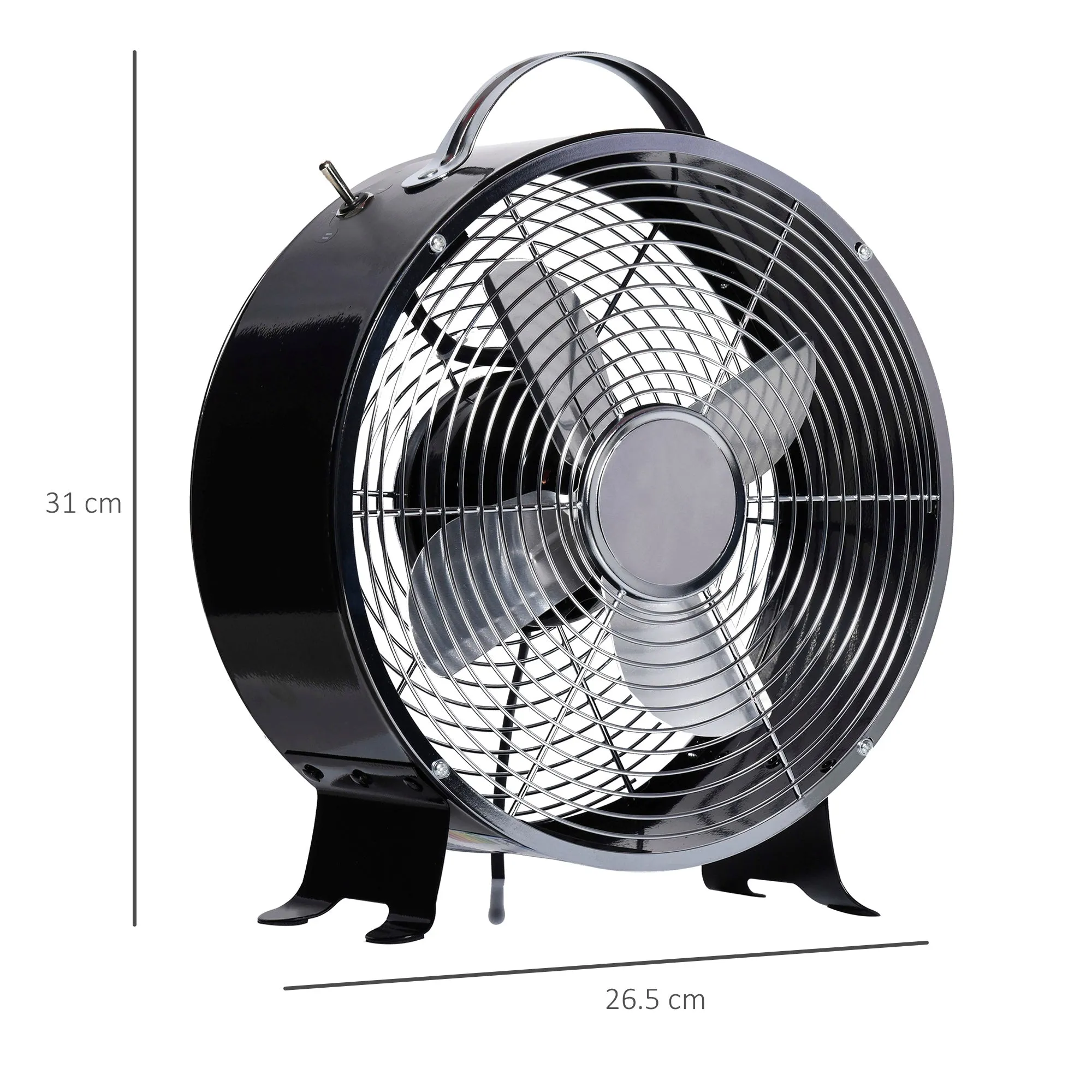 26cm 2-Speed Electric Table Desk Fan w/ Safety Guard Anti-Slip Feet Portable Personal Cooling Fan Home Office Bedroom Black