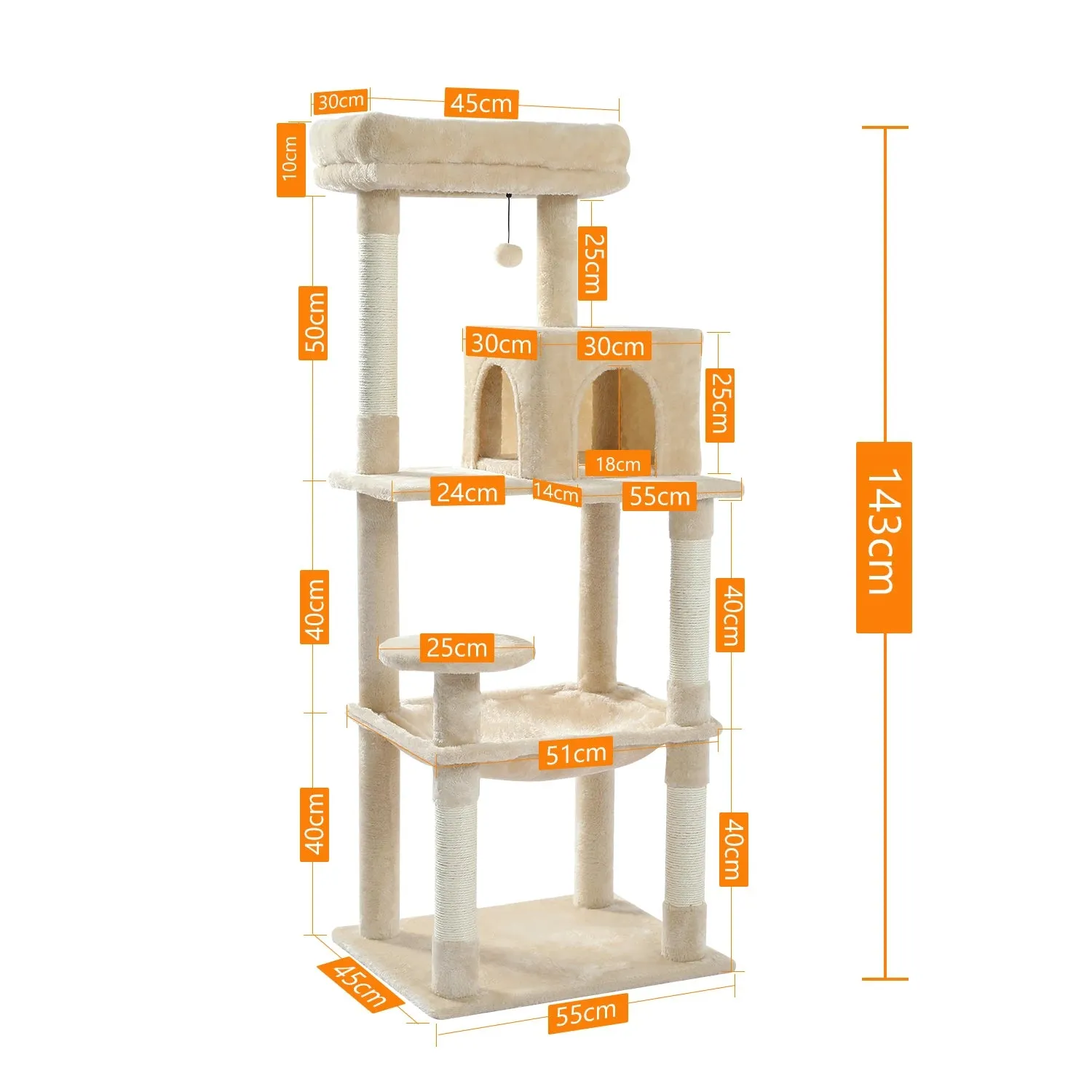 5-Level Cat Tree Tower with Hammock and Perch