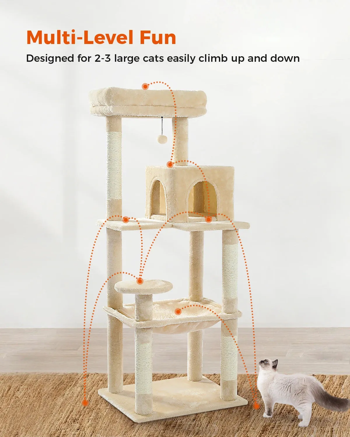 5-Level Cat Tree Tower with Hammock and Perch