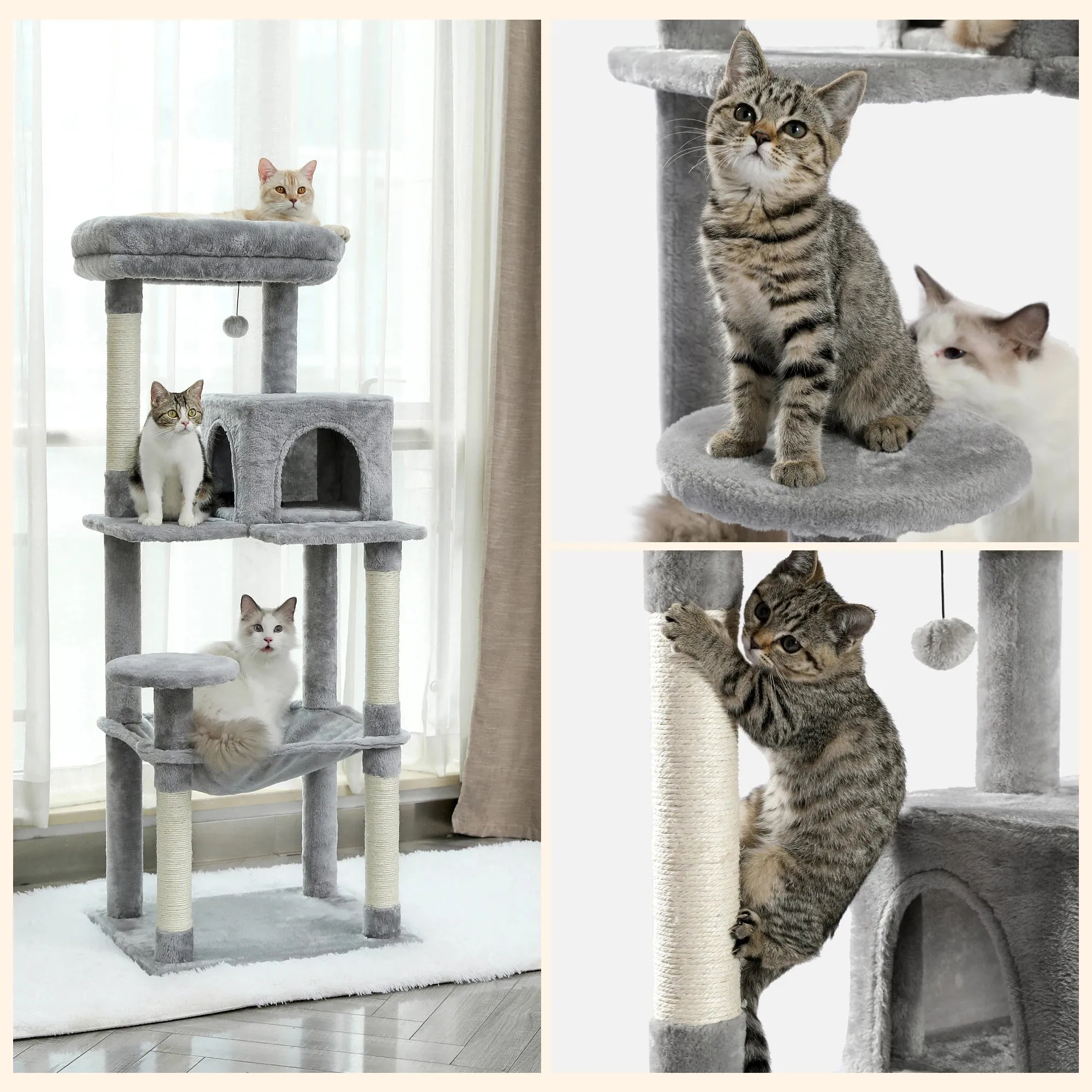 5-Level Cat Tree Tower with Hammock and Perch