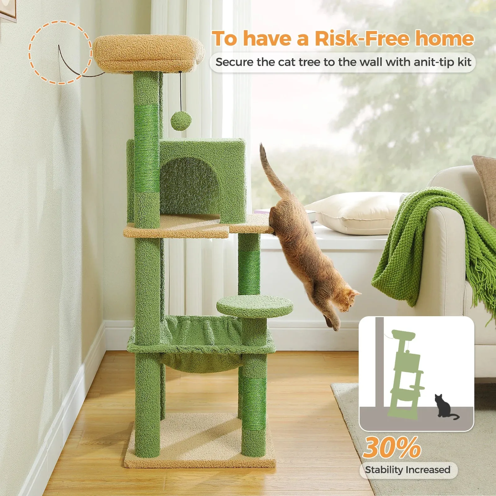 5-Level Indoor Cat Tree with Metal Frame and Top Perch