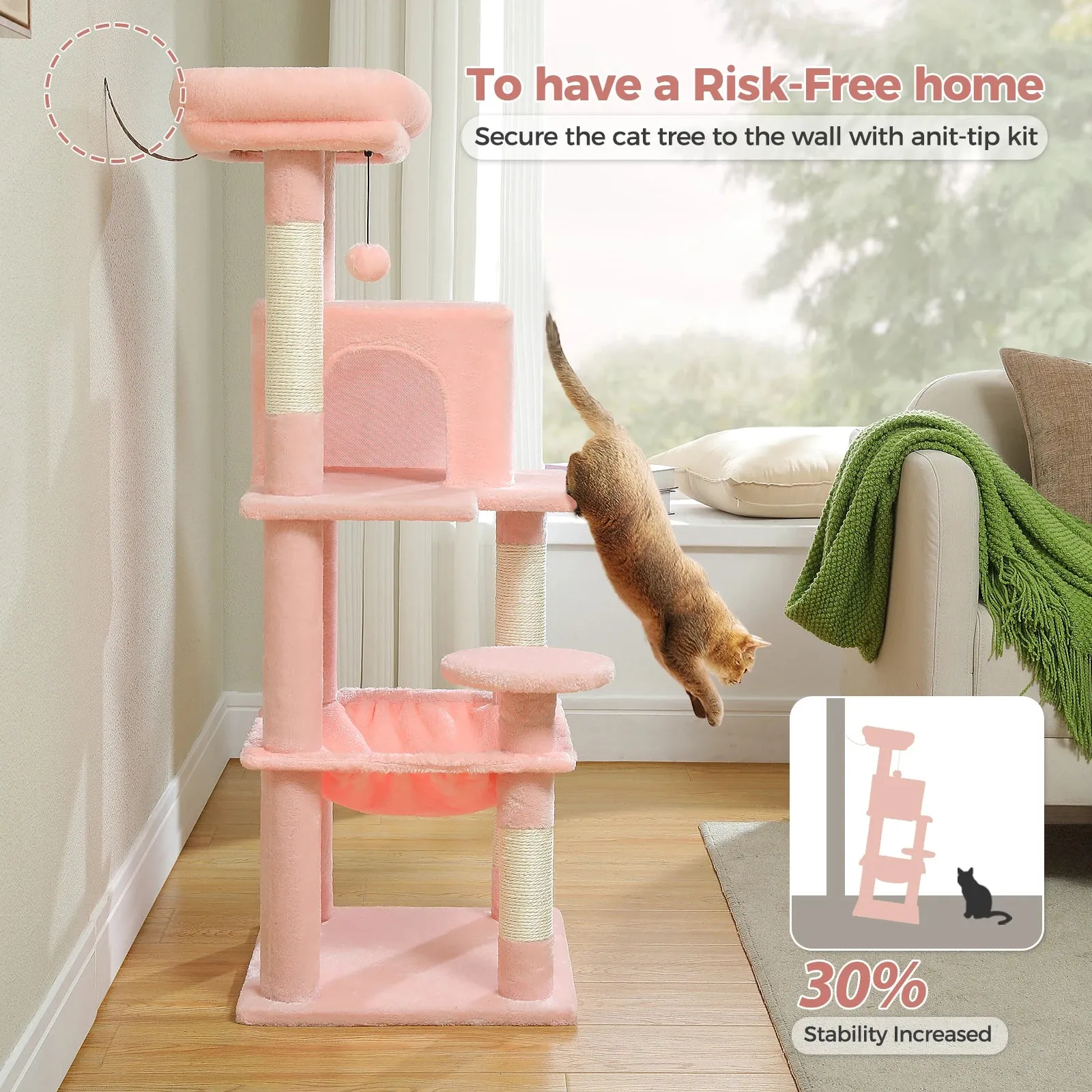 5-Level Indoor Cat Tree with Metal Frame and Top Perch