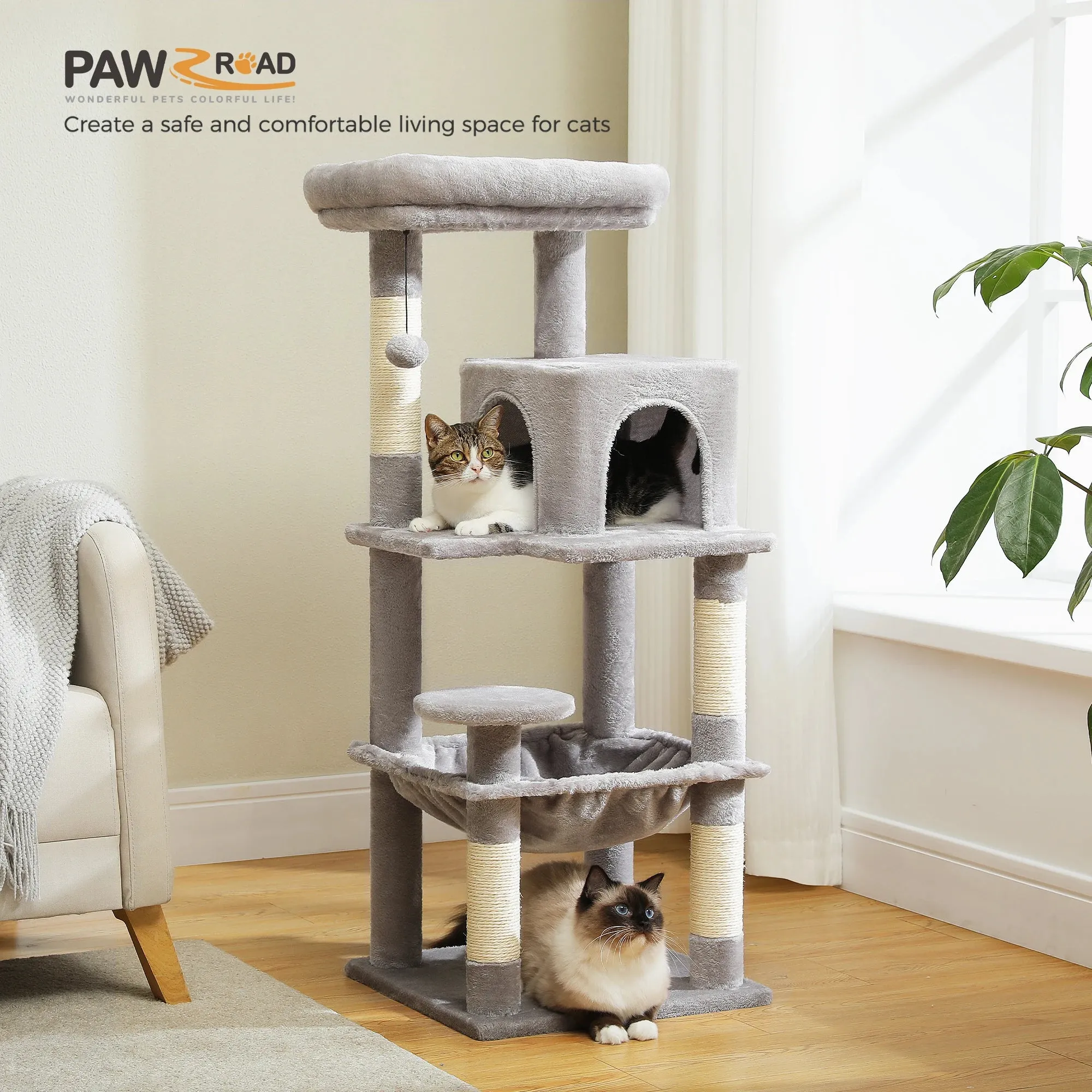 5-Level Indoor Cat Tree with Metal Frame and Top Perch