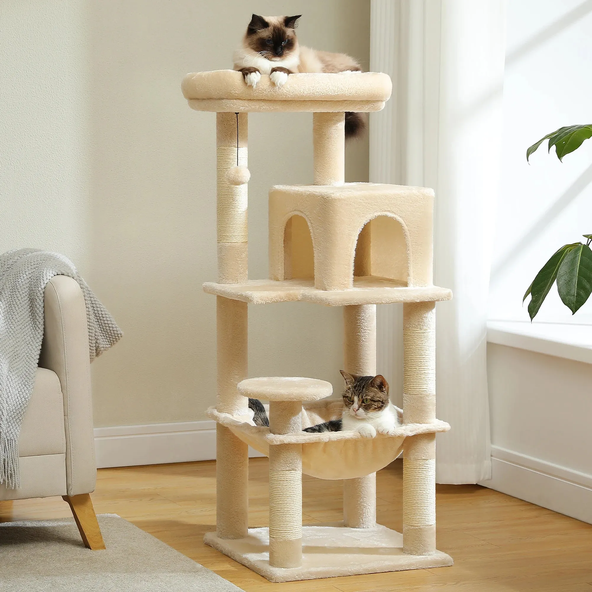 5-Level Indoor Cat Tree with Metal Frame and Top Perch