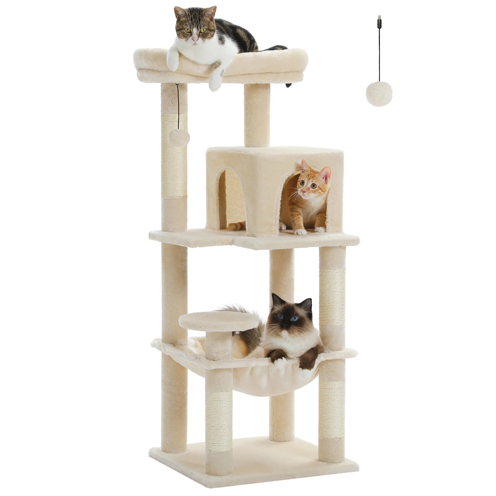 5-Level Indoor Cat Tree with Metal Frame and Top Perch