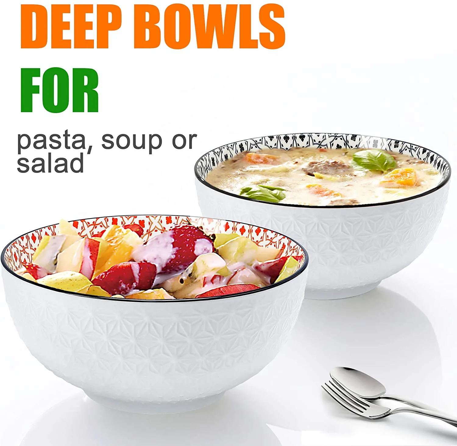 68 OZ Super Round Fine Porcelain Cereal  Bowl Set