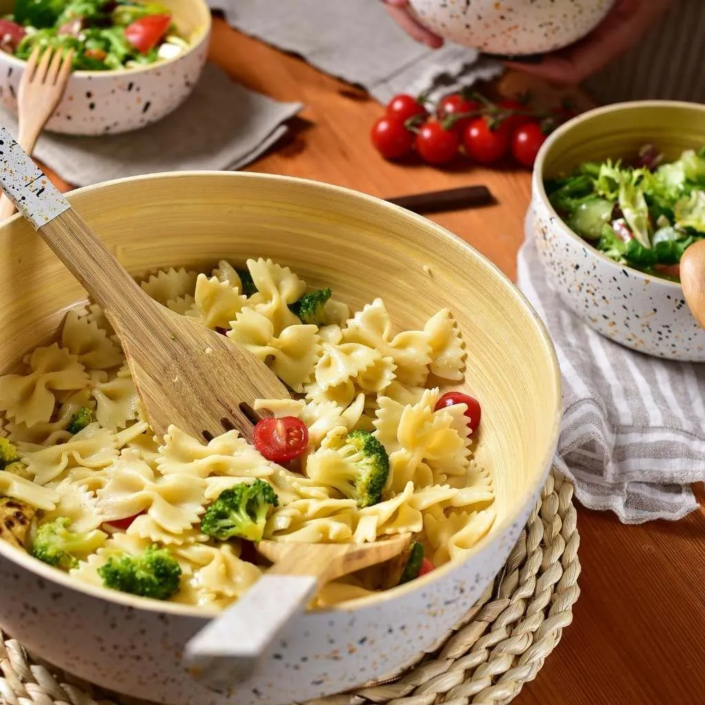 Bamboo Salad Bowl & Serving Spoons - Large Handmade Eco-Friendly Bowl