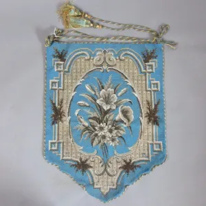 Beadwork Flag Pendant Antique Victorian c1870