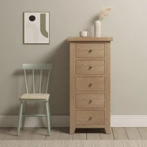 Burford 5 Chest of Drawers in Natural Oak