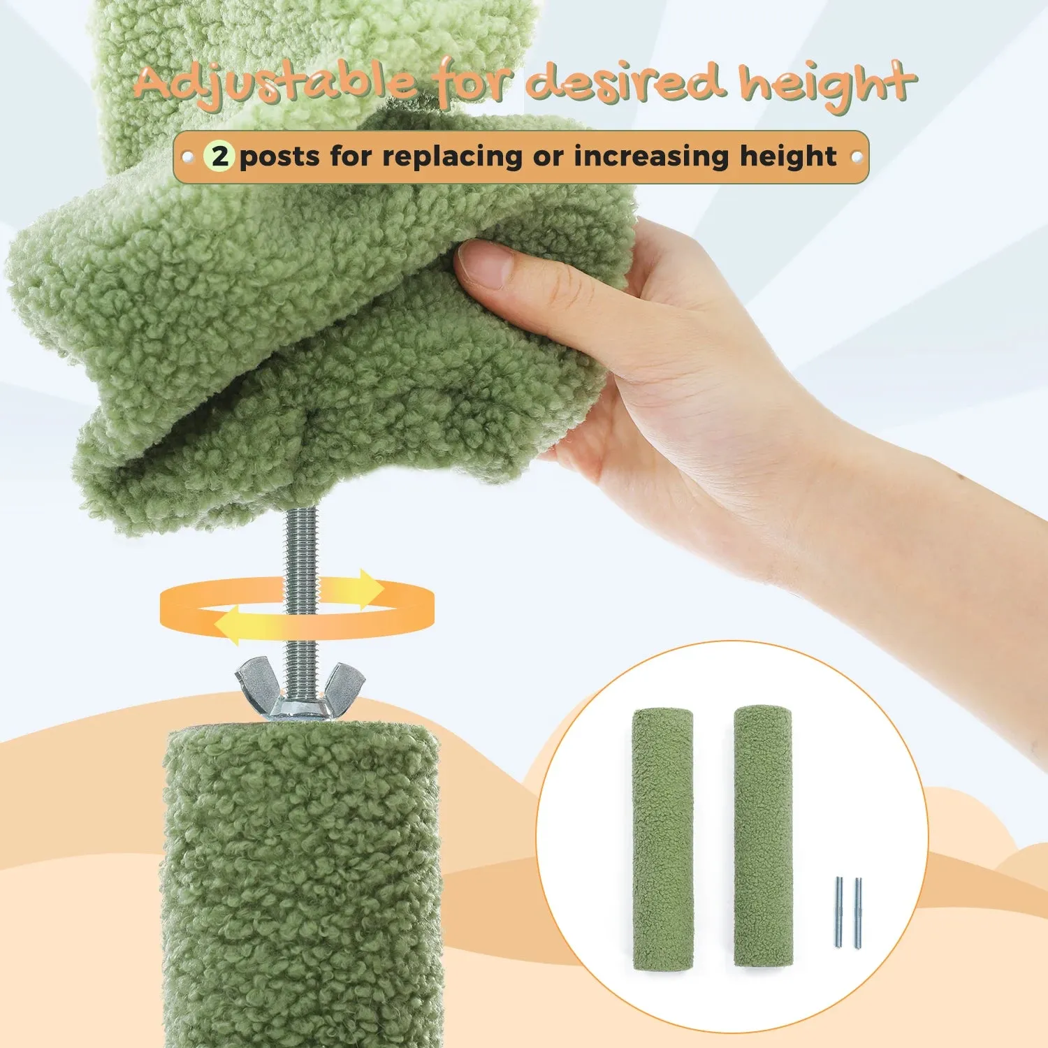 Cactus Floor-to-Ceiling Cat Tree - 7-Tier Climbing Tower with Hammocks & Condos