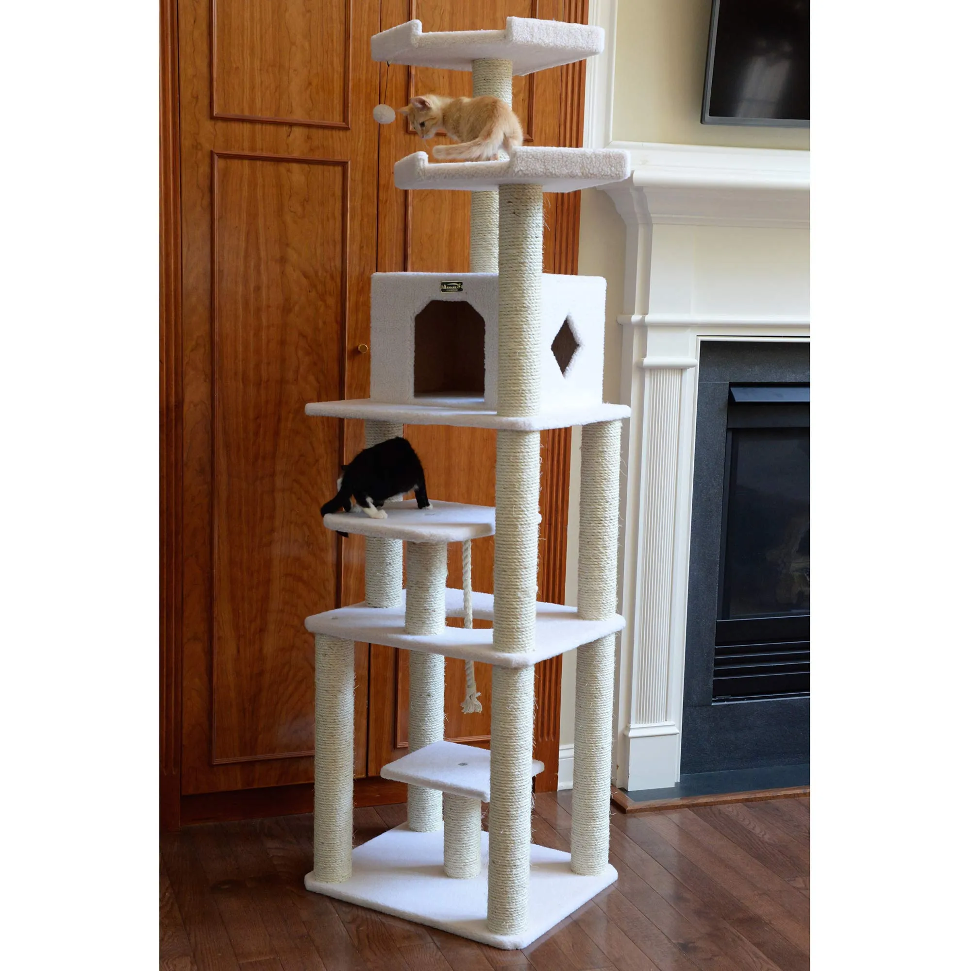 Cat Tree Model B7801, Alabaster, 32"(L)X27"(W)X78"(H)