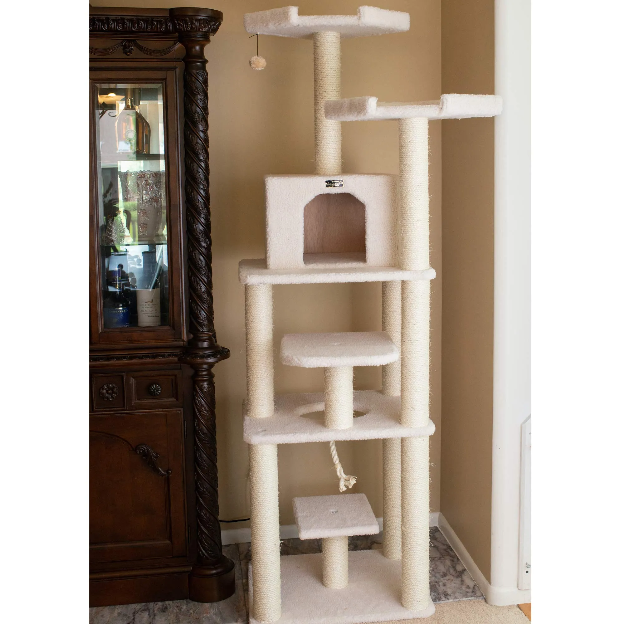 Cat Tree Model B7801, Alabaster, 32"(L)X27"(W)X78"(H)