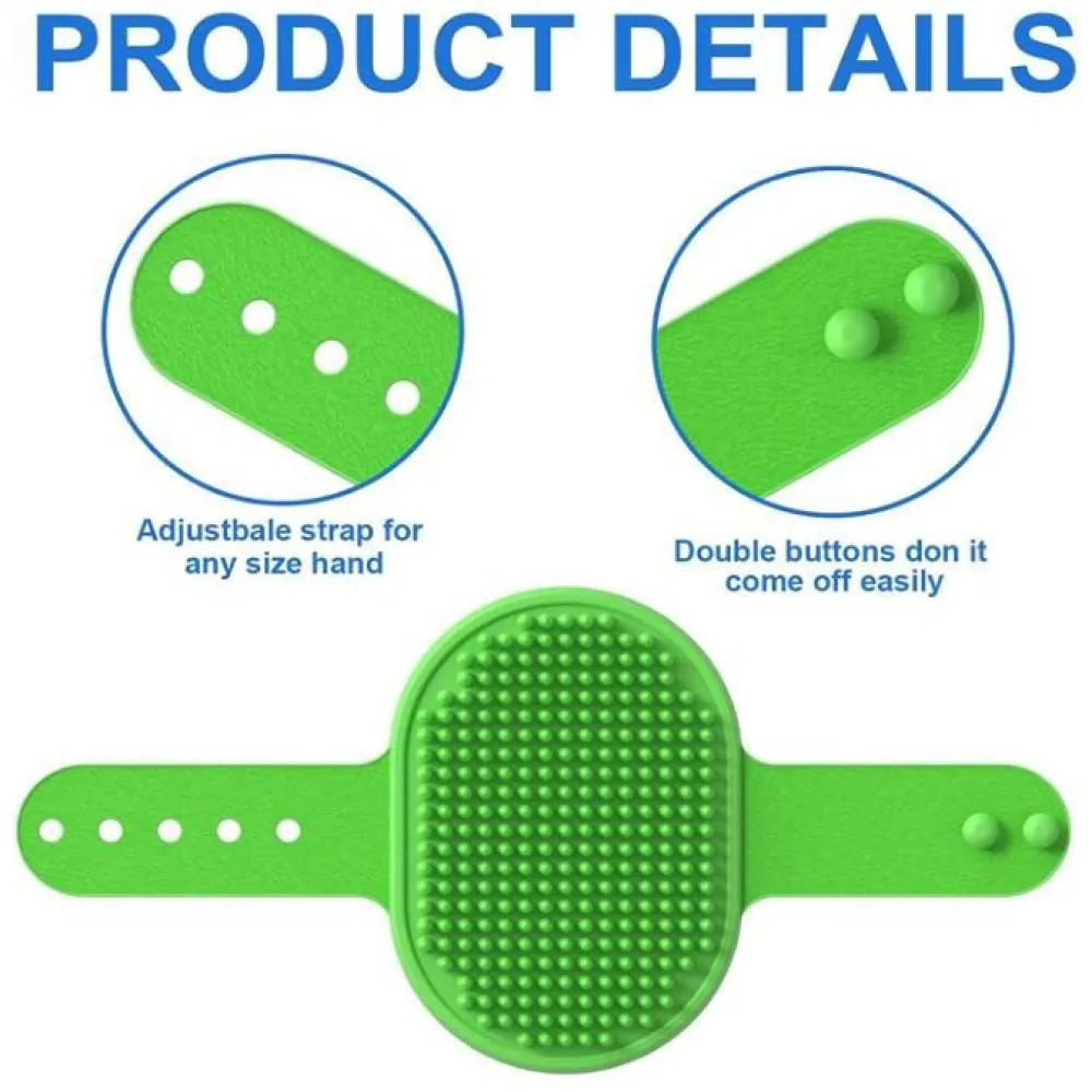 Chullbull Rubber Bristles Hand Brush Comb for Dogs (Green)