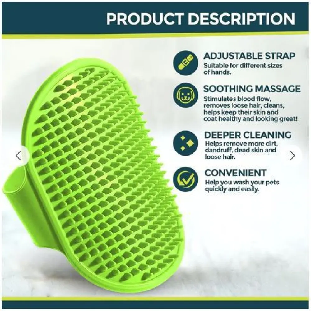 Chullbull Rubber Bristles Hand Brush Comb for Dogs (Green)