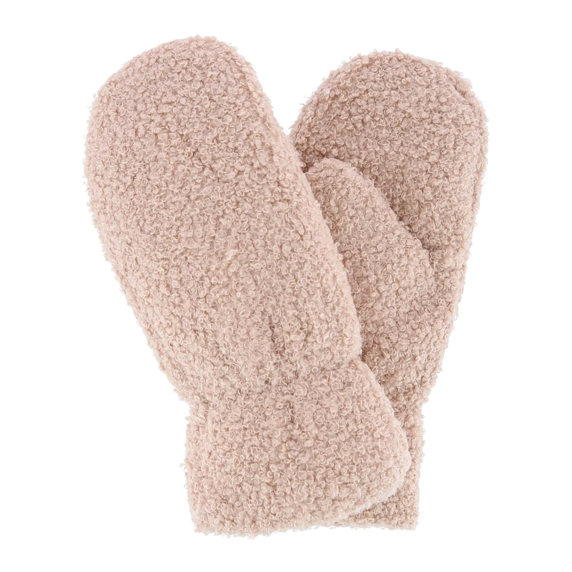 CTM® Women's Boucle Teddy Mittens with Gathered Wrist