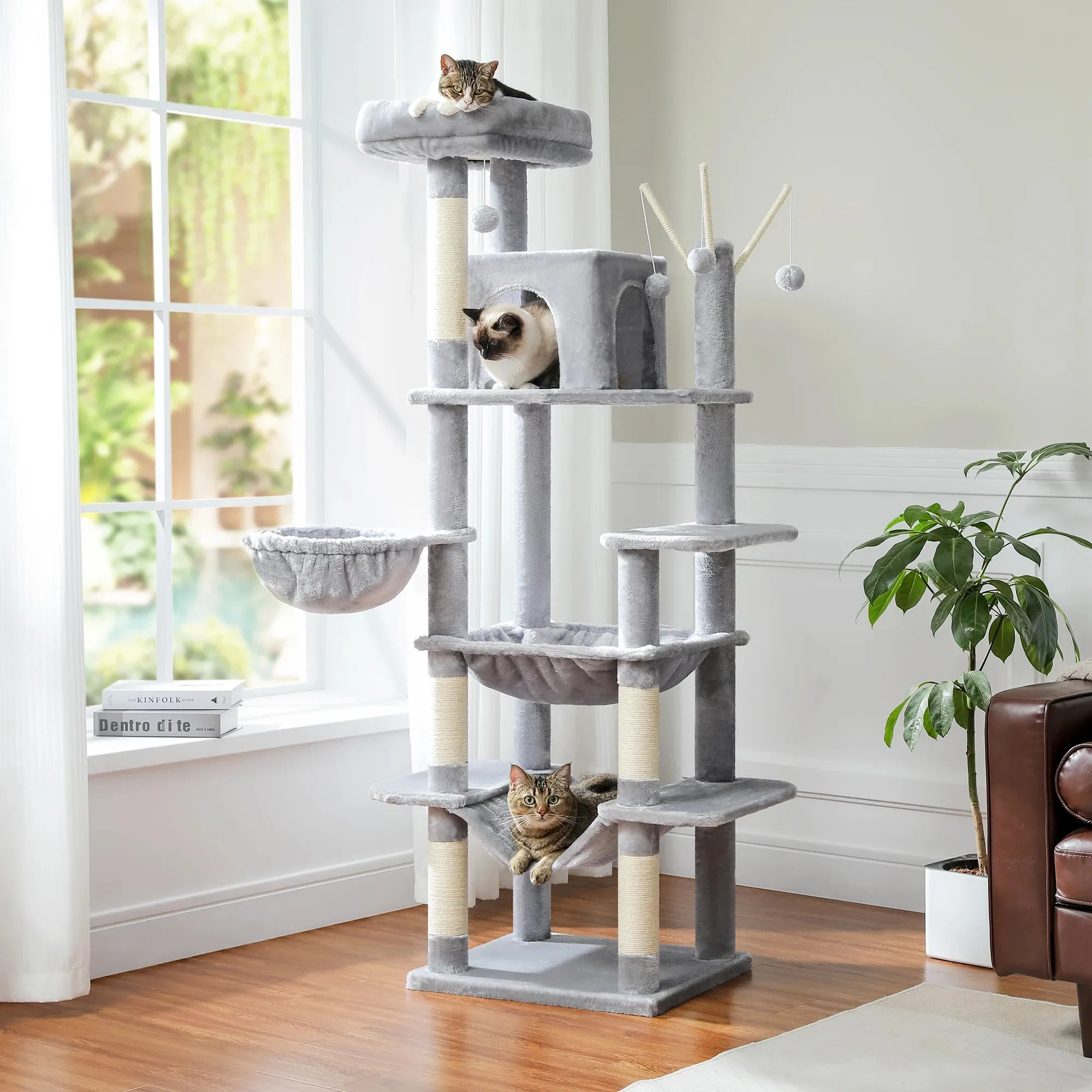 Deluxe Multi-Cat Tower Tree - 175cm High with 6-Tier Structure