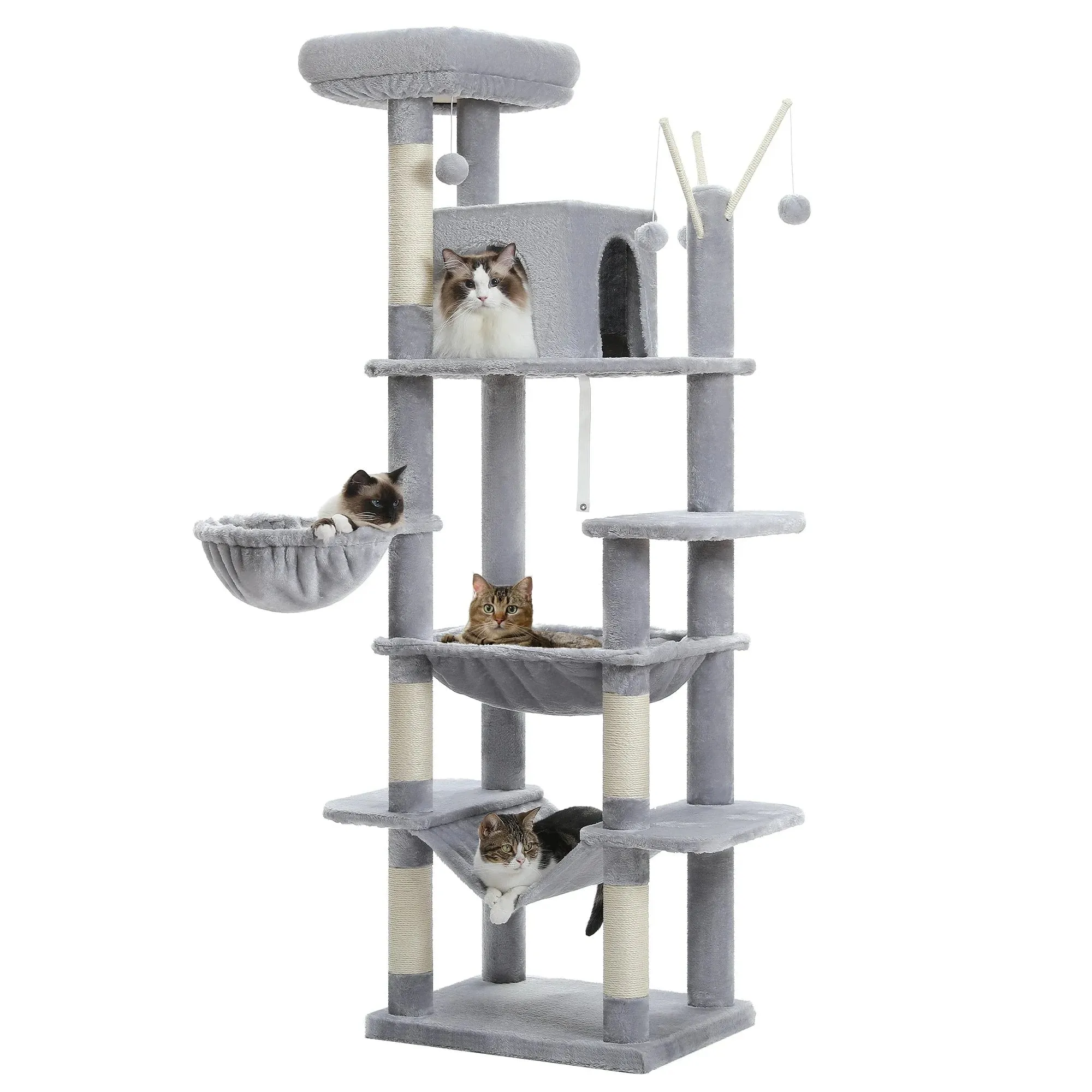 Deluxe Multi-Cat Tower Tree - 175cm High with 6-Tier Structure