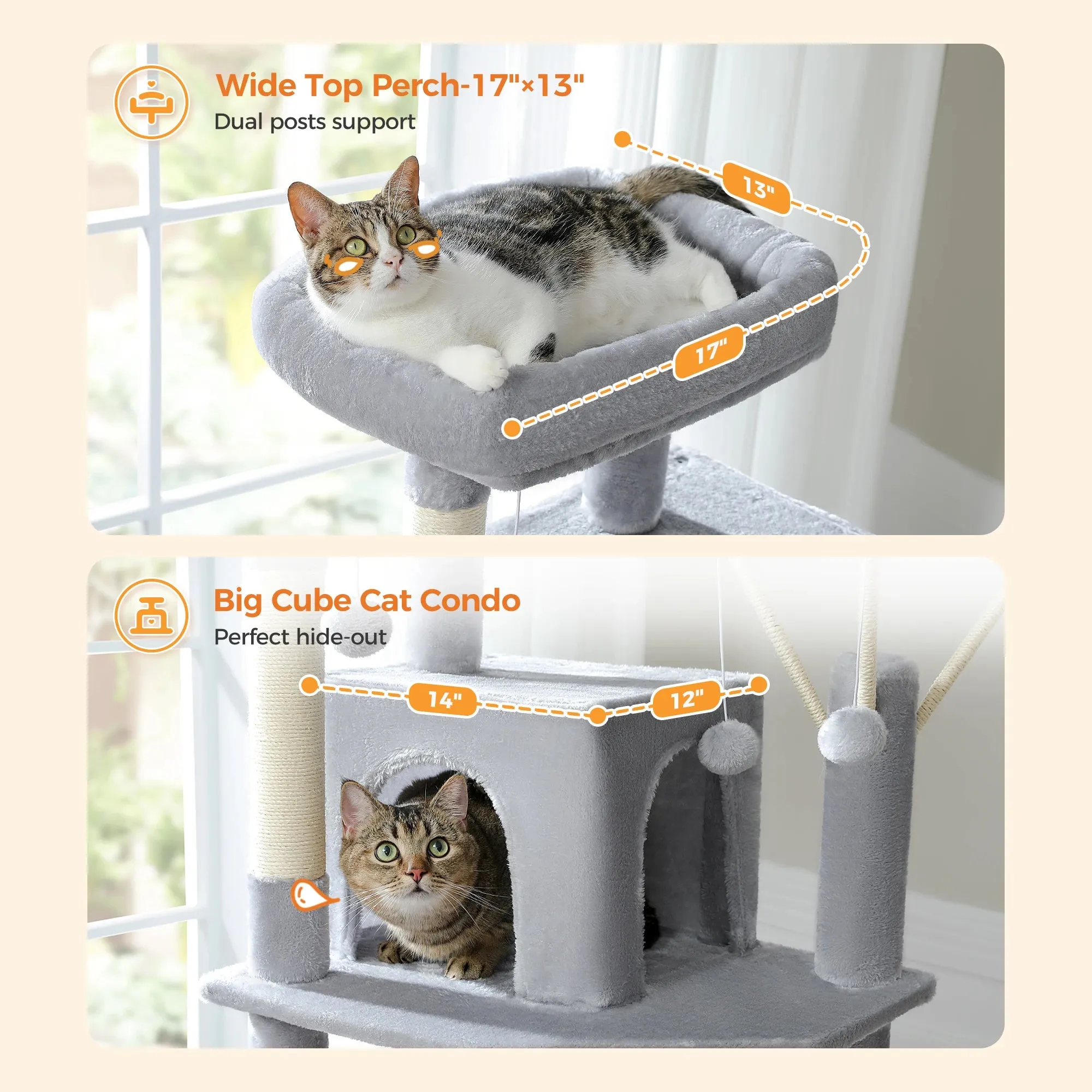 Deluxe Multi-Cat Tower Tree - 175cm High with 6-Tier Structure