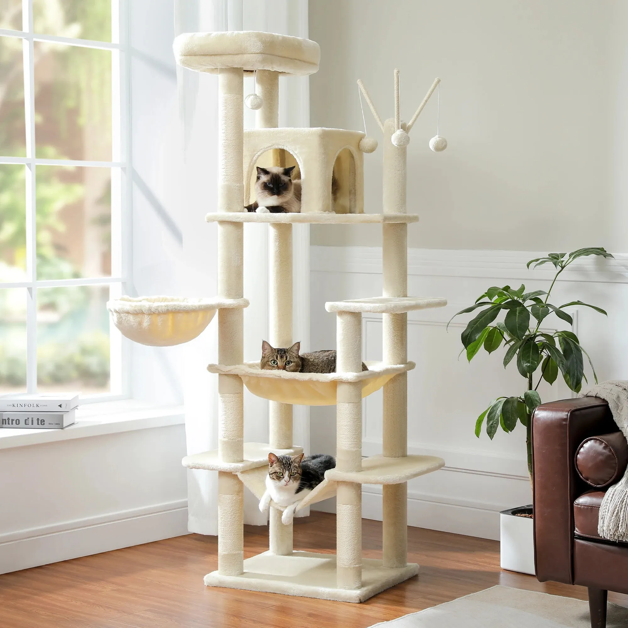 Deluxe Multi-Cat Tower Tree - 175cm High with 6-Tier Structure