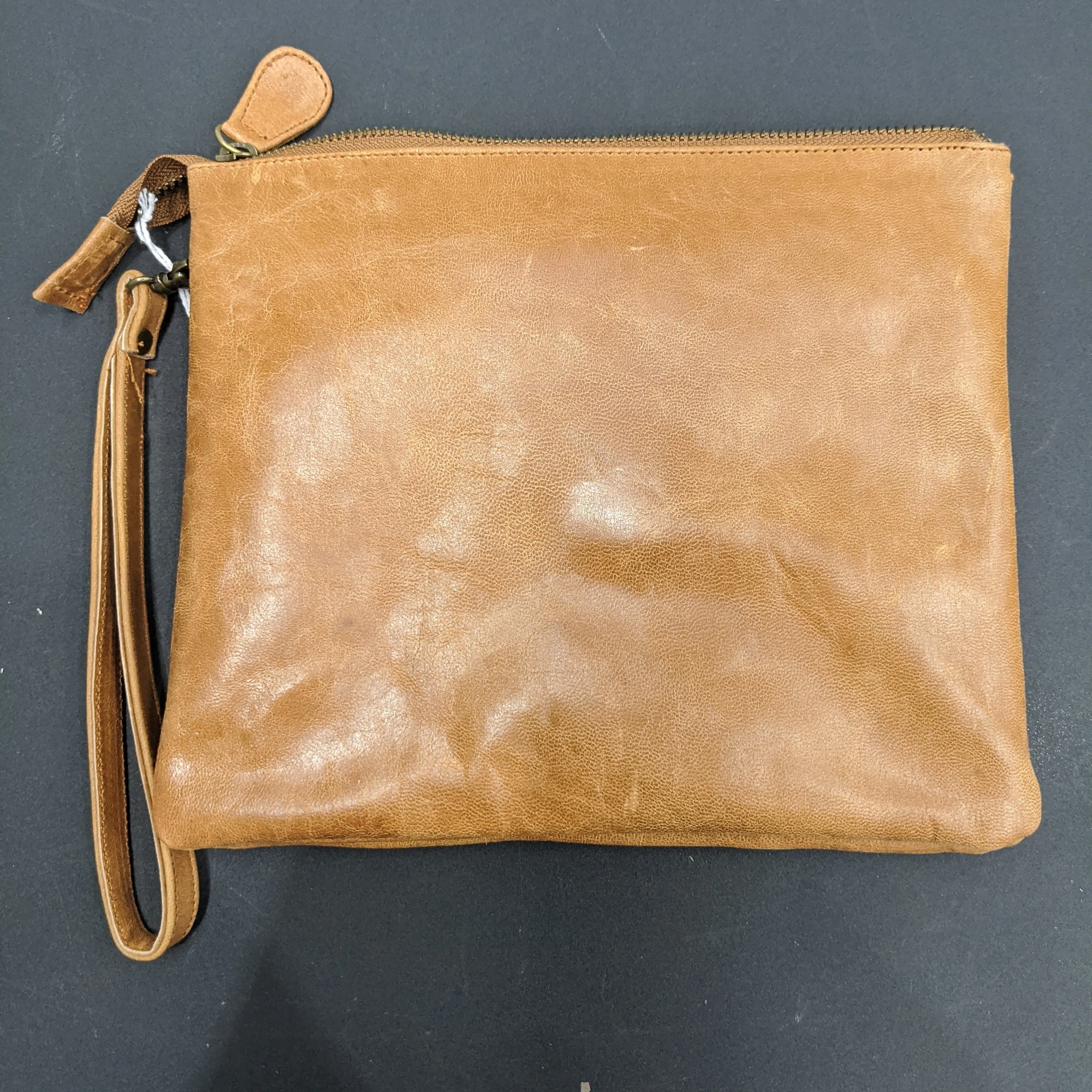 Double Strap Large Clutch Tan Palms