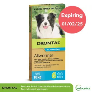 Drontal All Wormer Medium Dog Tablets 10Kg 6 Pack