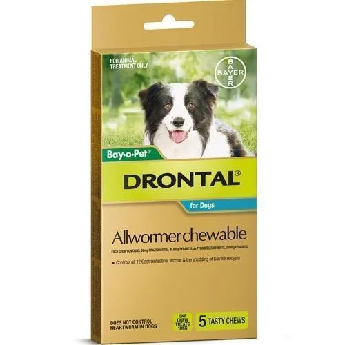 Drontal Allwormer Chewables for Medium Dogs 3-10kg 5 Pack^^^