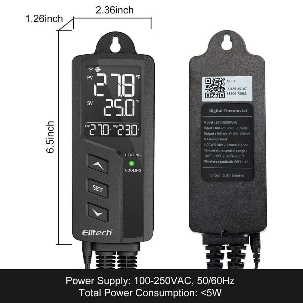 Elitech STC-1000WiFi Remote Digital Temperature Controller