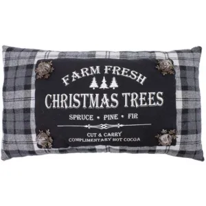 Farm Fresh Christmas Trees Fabric Throw Pillow with Jingle Bells