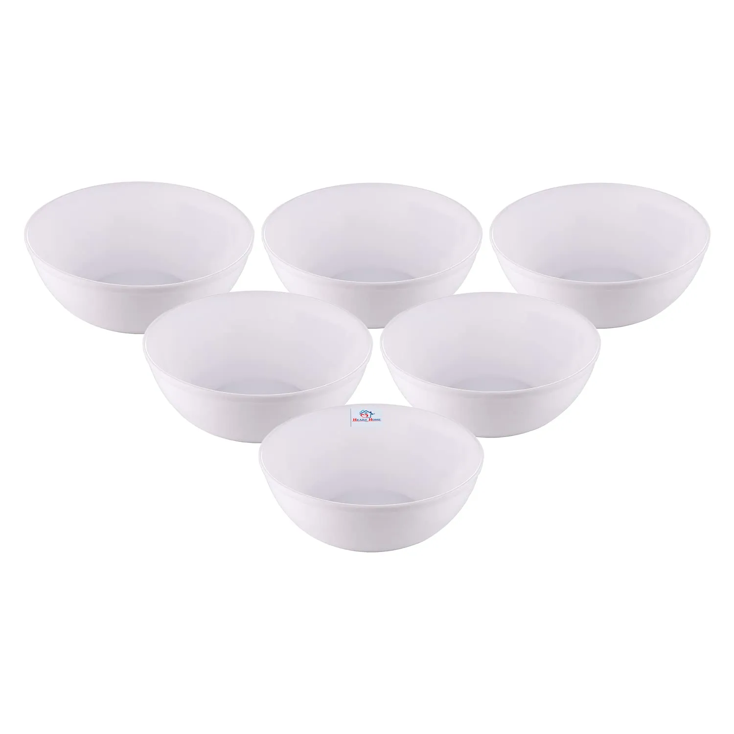 Heart Home Bowls|Plastic Dishwasher Safe Bowl|Multipurpose Serving Bowls|Bowls for Kitchen|Microwave Safe Bowls for Salad|Soup|Pasta|1500 ML|Pack of 6 (White)