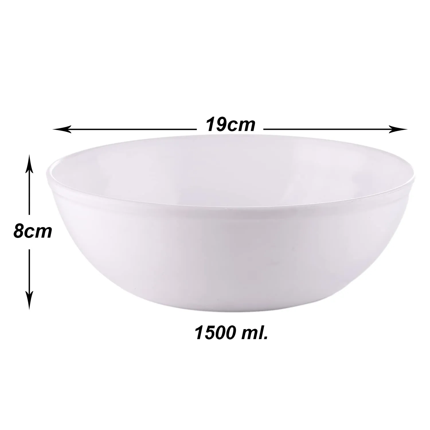 Heart Home Bowls|Plastic Dishwasher Safe Bowl|Multipurpose Serving Bowls|Bowls for Kitchen|Microwave Safe Bowls for Salad|Soup|Pasta|1500 ML|Pack of 6 (White)