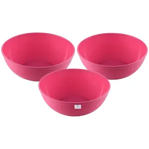 Heart Home Bowls|Plastic Dishwasher Safe Bowl|Multipurpose Serving Bowls|Bowls for Kitchen|Microwave Safe Bowls for Salad|Soup|Pasta|2000 ML|Pack of 3 (Pink)