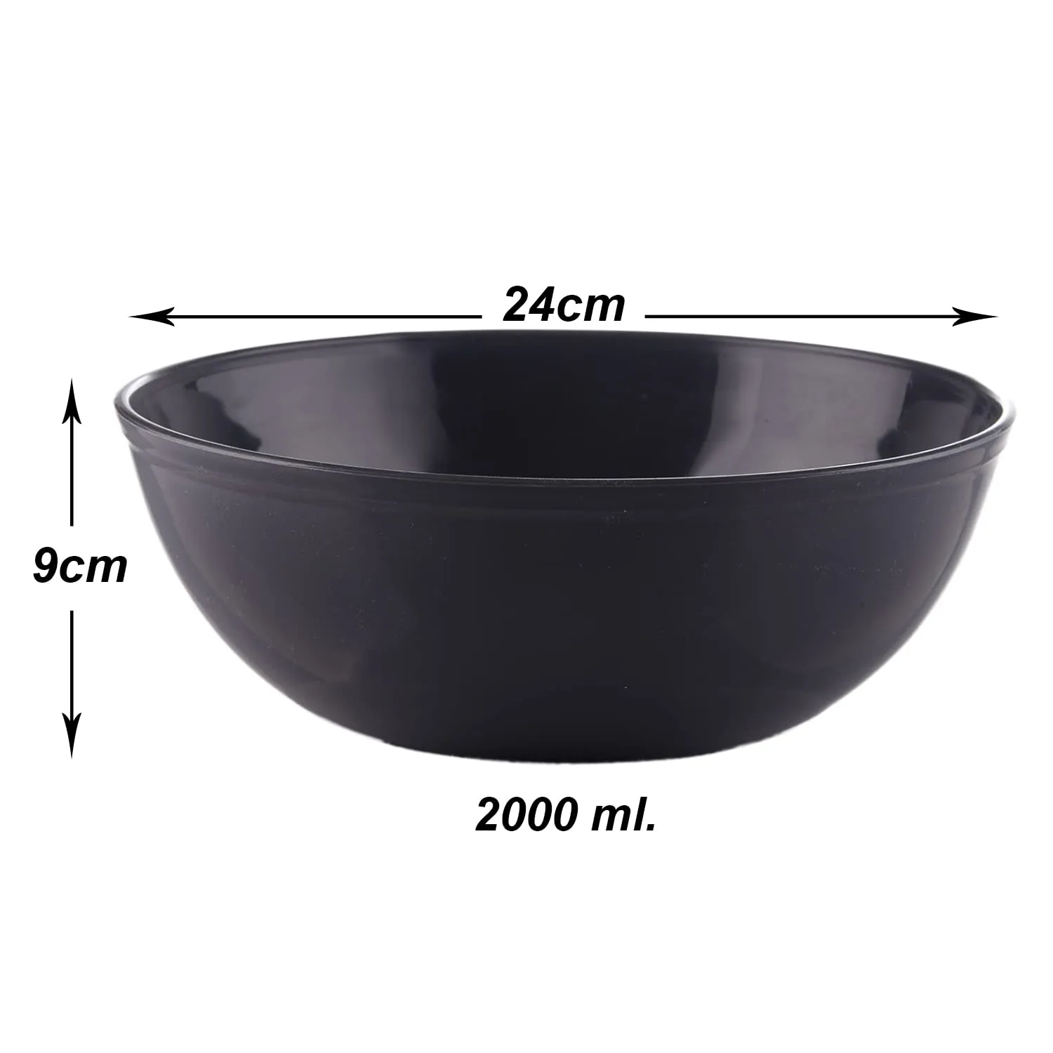 Heart Home Bowls|Plastic Dishwasher Safe Bowl|Multipurpose Serving Bowls|Bowls for Kitchen|Microwave Safe Bowls for Salad|Soup|Pasta|2000 ML|Pack of 4 (Grey)