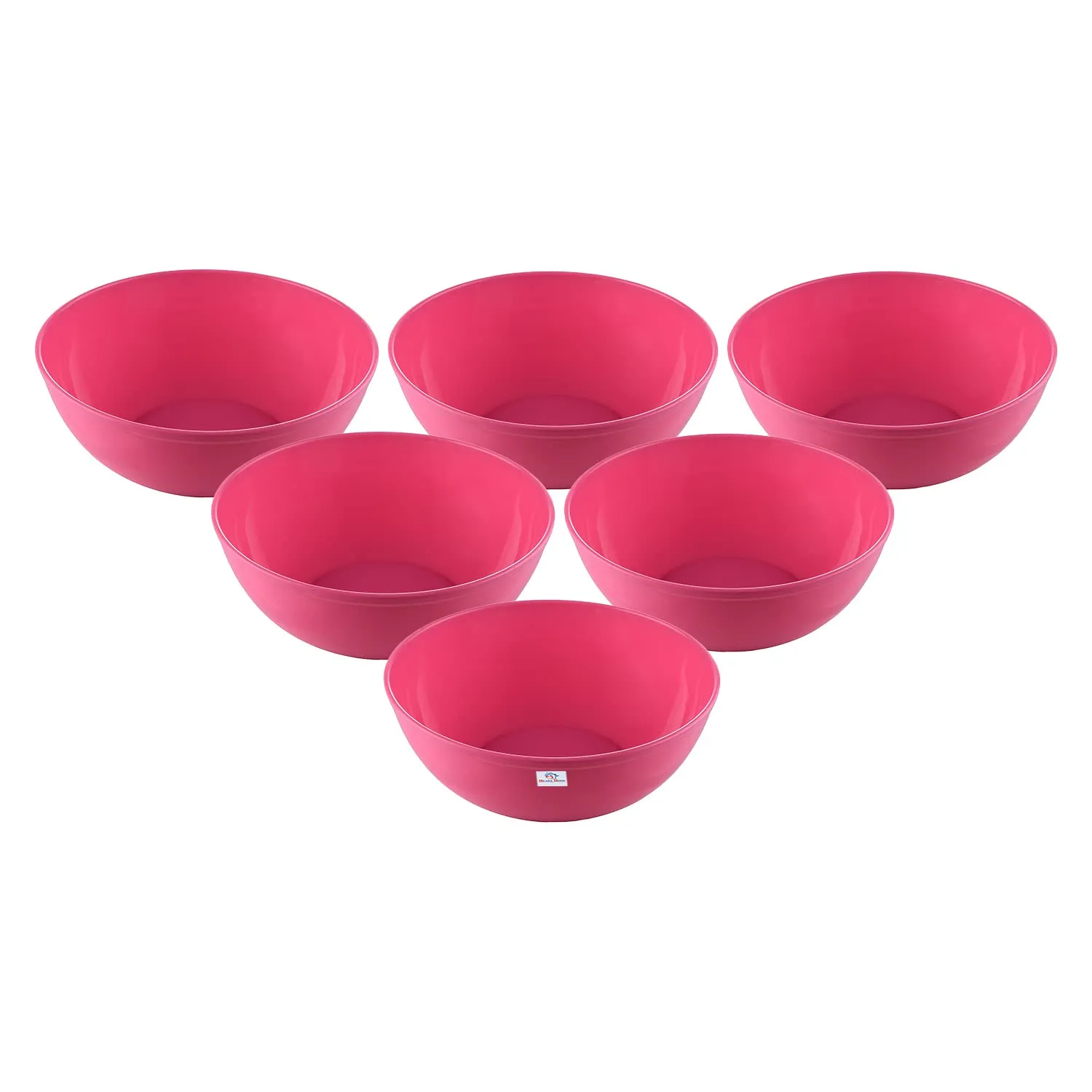 Heart Home Bowls|Plastic Dishwasher Safe Bowl|Multipurpose Serving Bowls|Bowls for Kitchen|Microwave Safe Bowls for Salad|Soup|Pasta|2000 ML|Pack of 6 (Pink)