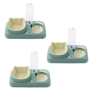 Kuber Industries Animal Feeding Plastic 2 in 1 Pet Bowls | Cat & Dog Bowl | Small/Medium Size Pet Feeding Bowl | Non-Toxic & 100% Safe for Pets (Pack of 3) | Light Green