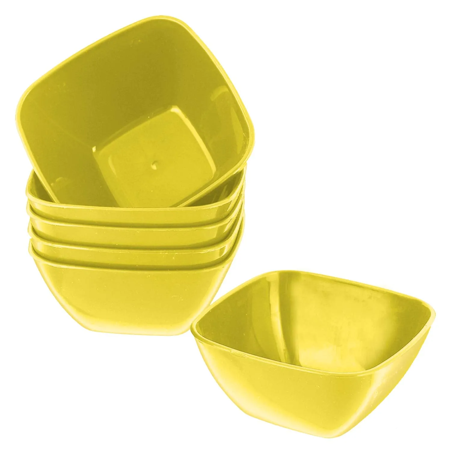 Kuber Industries Microwave Safe Plastic Square Katori/Bowl Set for,Rice,Soup,Pasta,Salad Bowls, 250 Ml (Set of 6) Green-KUBMART15285