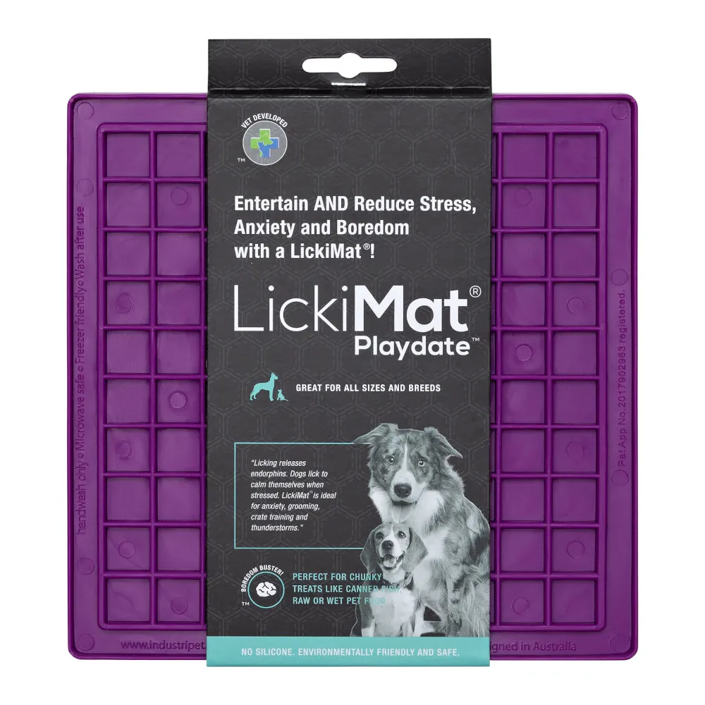 LickiMat Dog Lick Mats Slow Feeders Classic Playdate 10 Colours