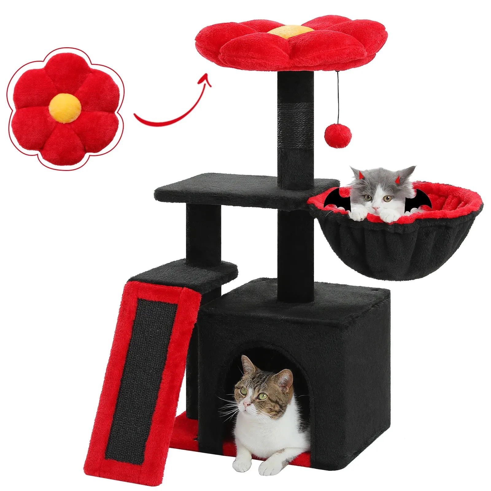 Luxury Indoor Cat Tree with Hammock, Double Condos, and Scratching Posts