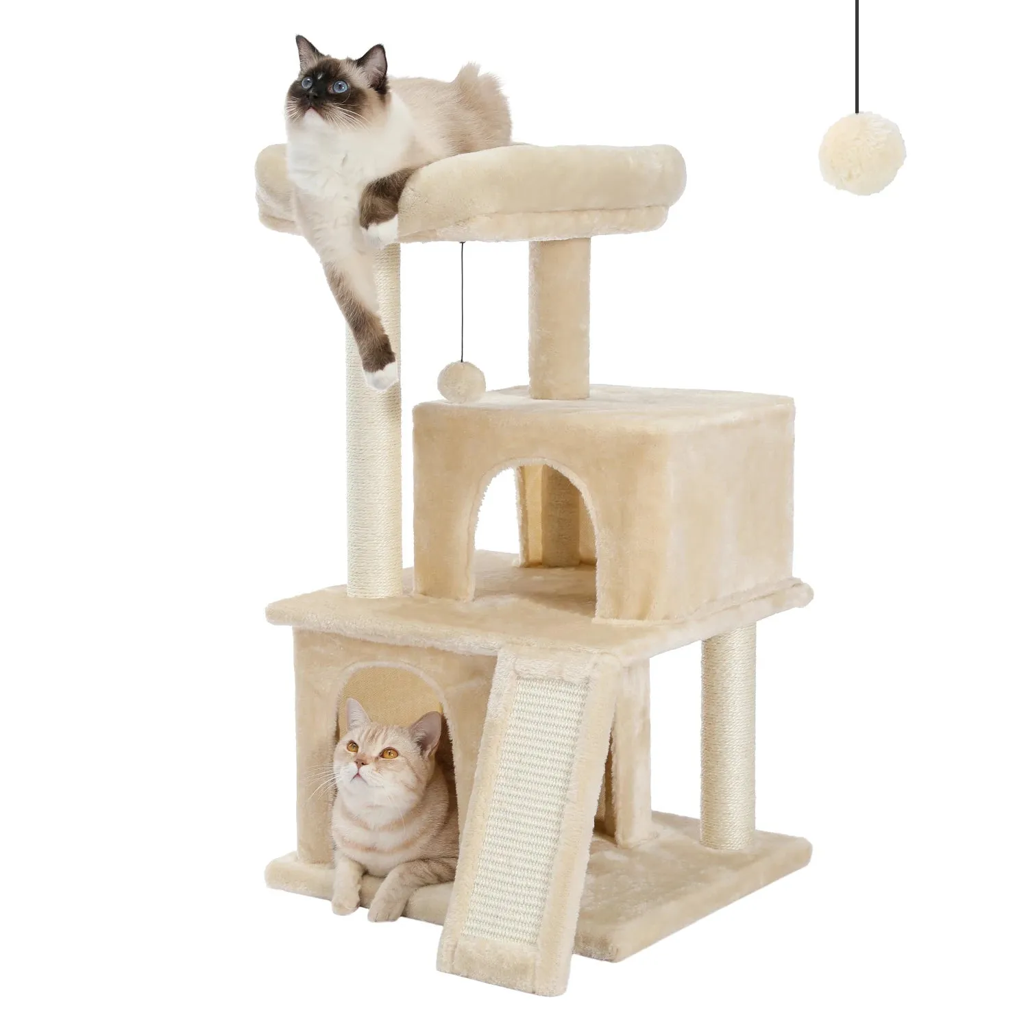 Luxury Indoor Cat Tree with Hammock, Double Condos, and Scratching Posts