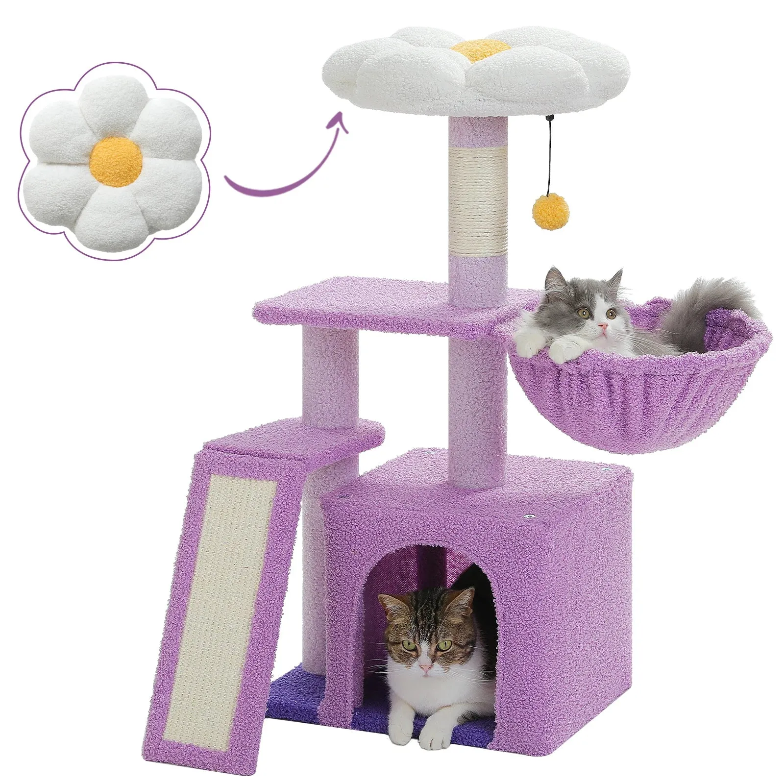 Luxury Indoor Cat Tree with Hammock, Double Condos, and Scratching Posts