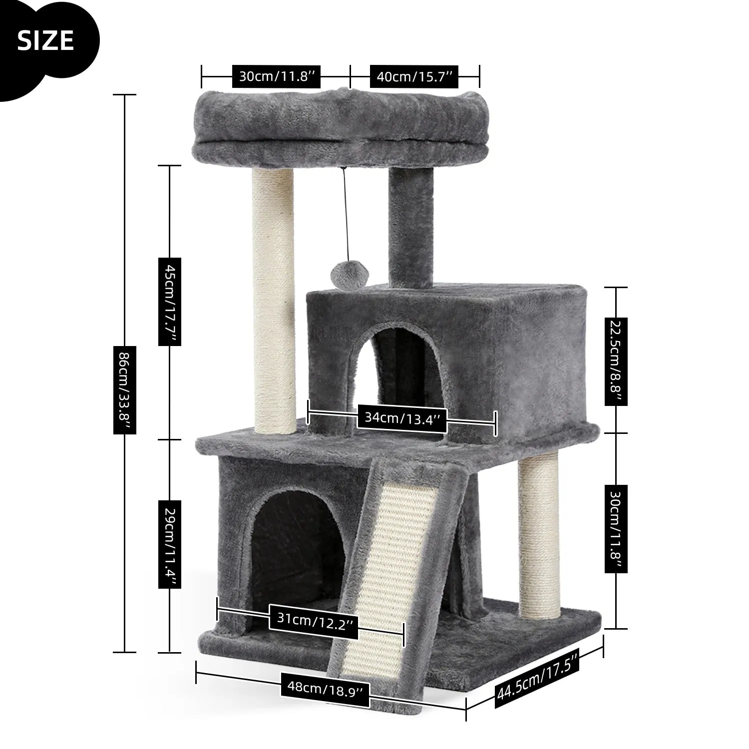 Luxury Indoor Cat Tree with Hammock, Double Condos, and Scratching Posts