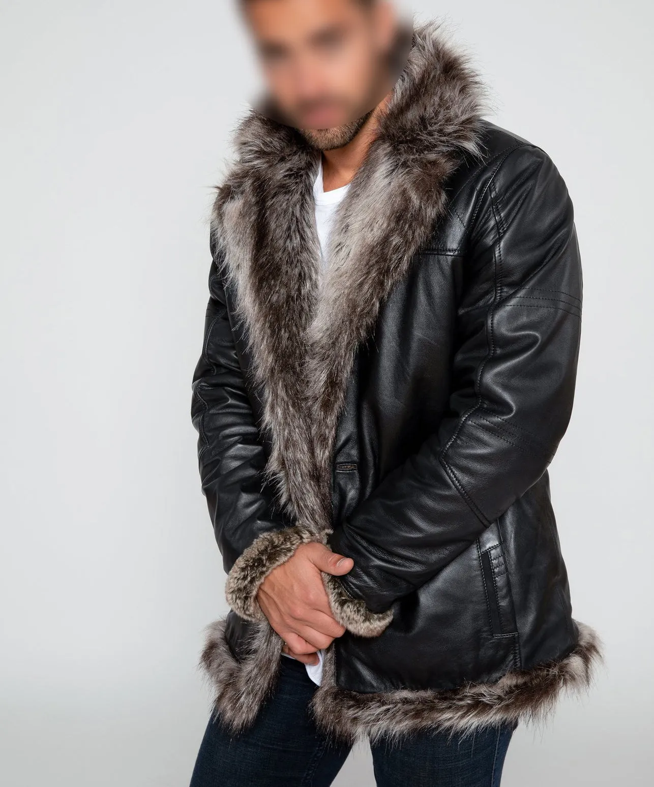 Men’s Shearling Black Leather Jacket