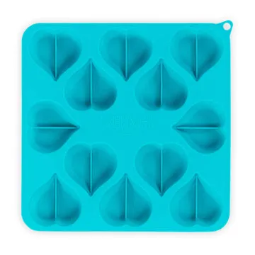 Messy Mutts Heart Shape Silicone Bake and Freeze Dog Treat Maker Molds (Pack of 2: 8.85" x 8.85" (12 heart-shaped cavities) each, Watermelon - Blue)