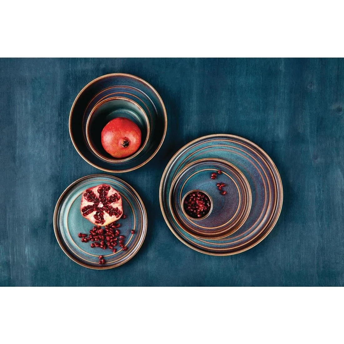 Olympia Cavolo Flat Round Bowls Iridescent 220mm (Pack of 4) - FD913