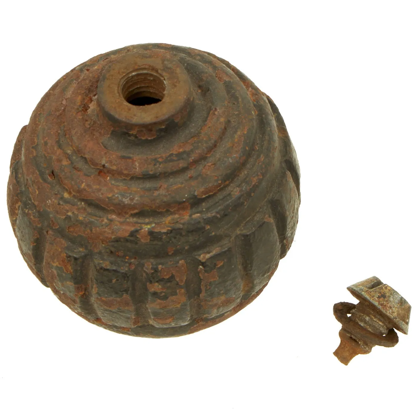 Original German WWI Model 1915 n/A Ball Hand Fragmentation Inert Grenade with Transport Plug - Kugelhandgranate