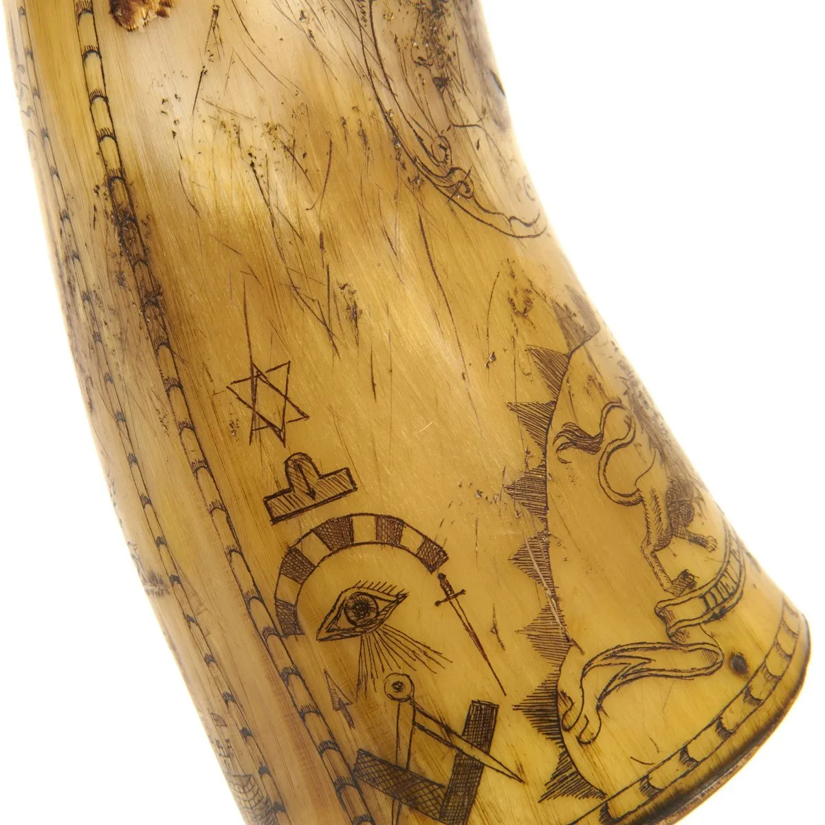 Original Pre-American Revolutionary War Scrimshaw Powder Horn Map