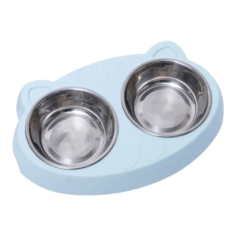 Pet Double Stainless Steel Pet Food Water Bowl