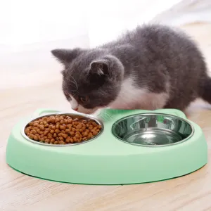 Pet Double Stainless Steel Pet Food Water Bowl