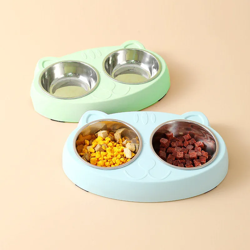 Pet Double Stainless Steel Pet Food Water Bowl